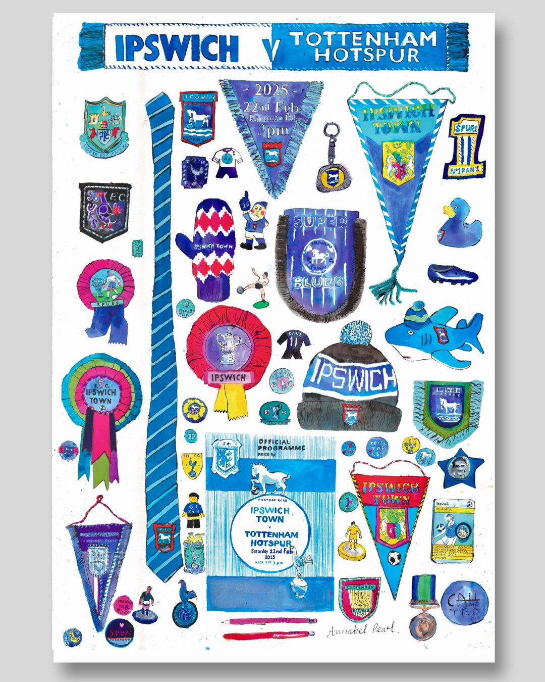 19 artiesten creëerden gig-stijl posters voor elke thuiswedstrijd van het afgelopen seizoen van Ipswich Town